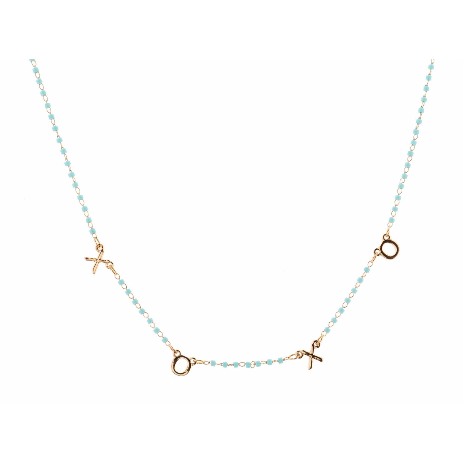 16" Faceted Mint XOXO Necklace, 3" Ext