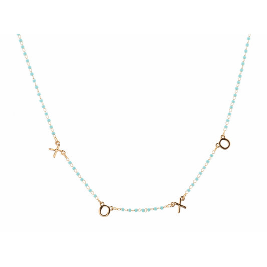16" Faceted Mint XOXO Necklace, 3" Ext