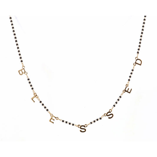 16" Faceted Jet Blessed Necklace, 3" Ext