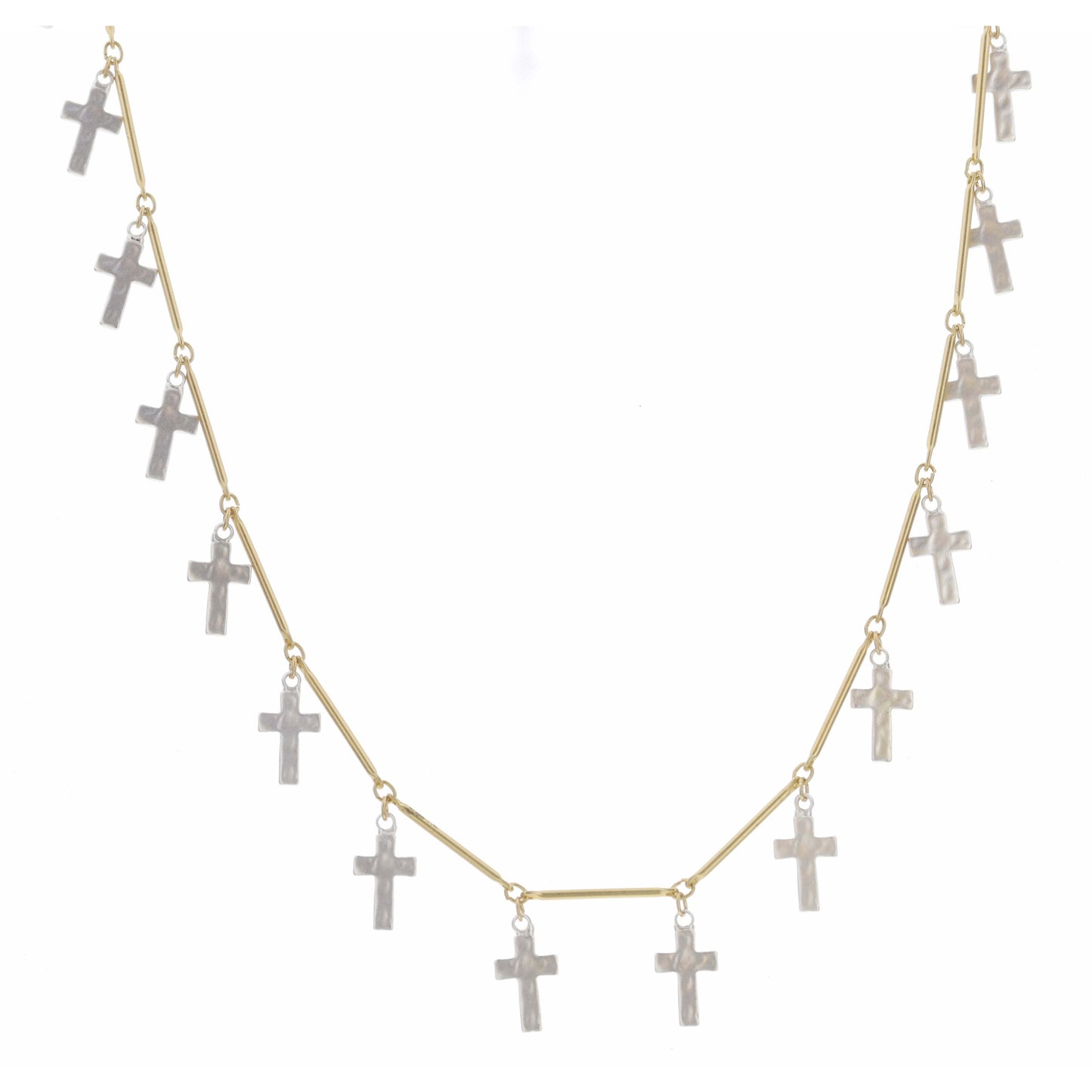 16" Silver Cross Station Necklace , 3" Ext