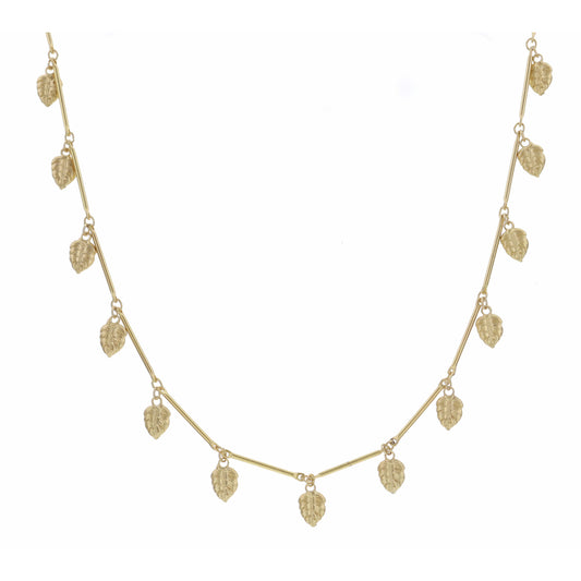 16" Gold Palm Leaf Station Necklace , 3" Ext