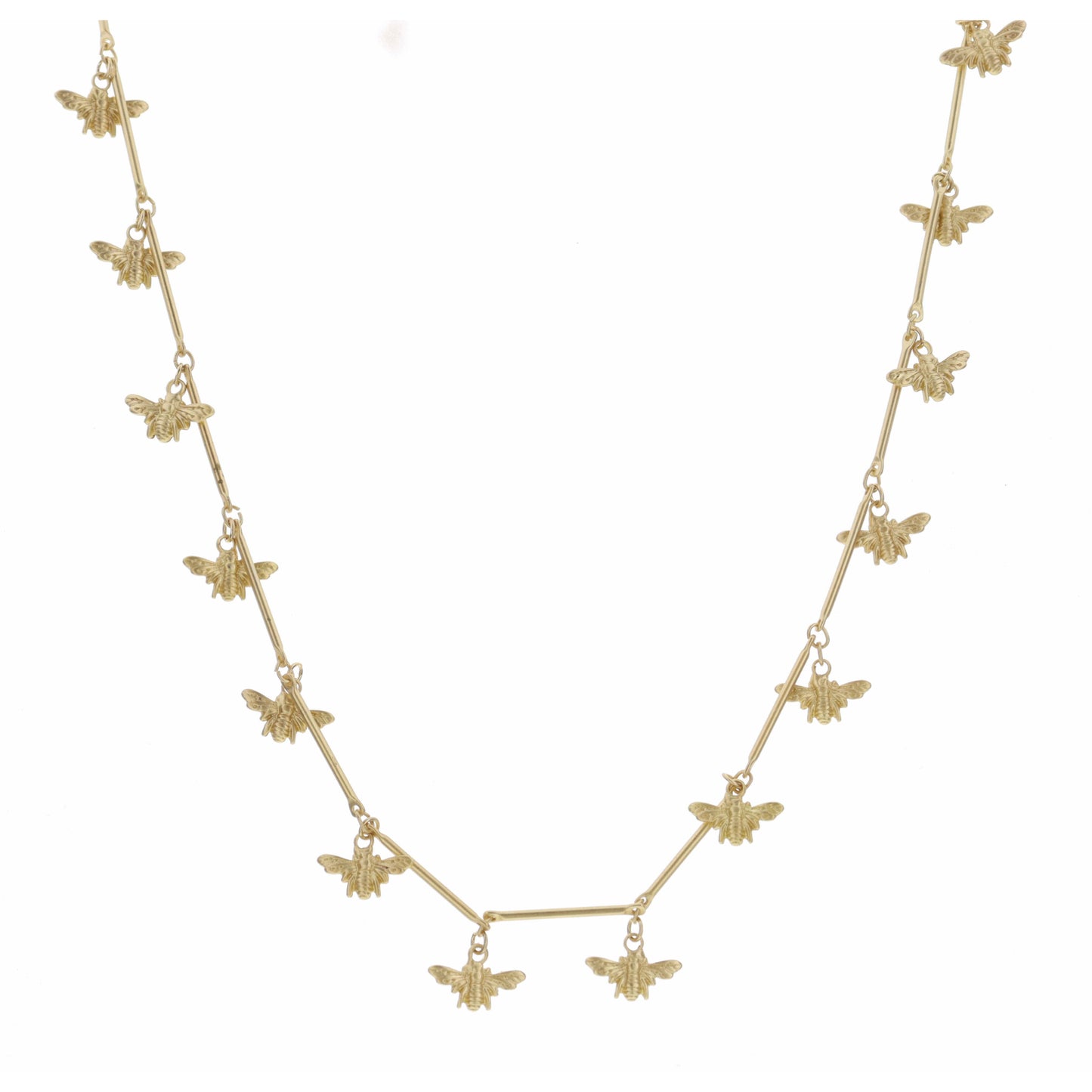 16" Gold Bee Station Necklace , 3" Ext