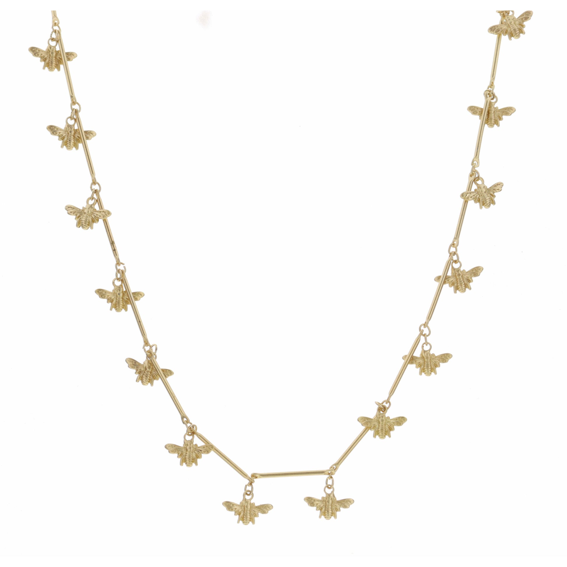16" Gold Bee Station Necklace , 3" Ext