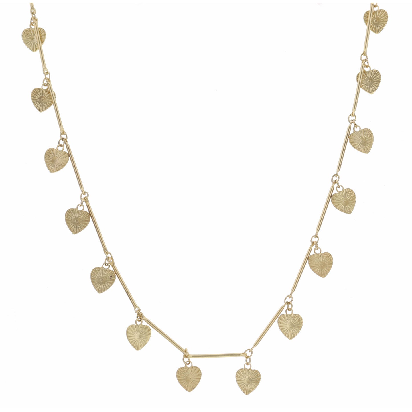 16" Gold Heart Station Necklace , 3" Ext