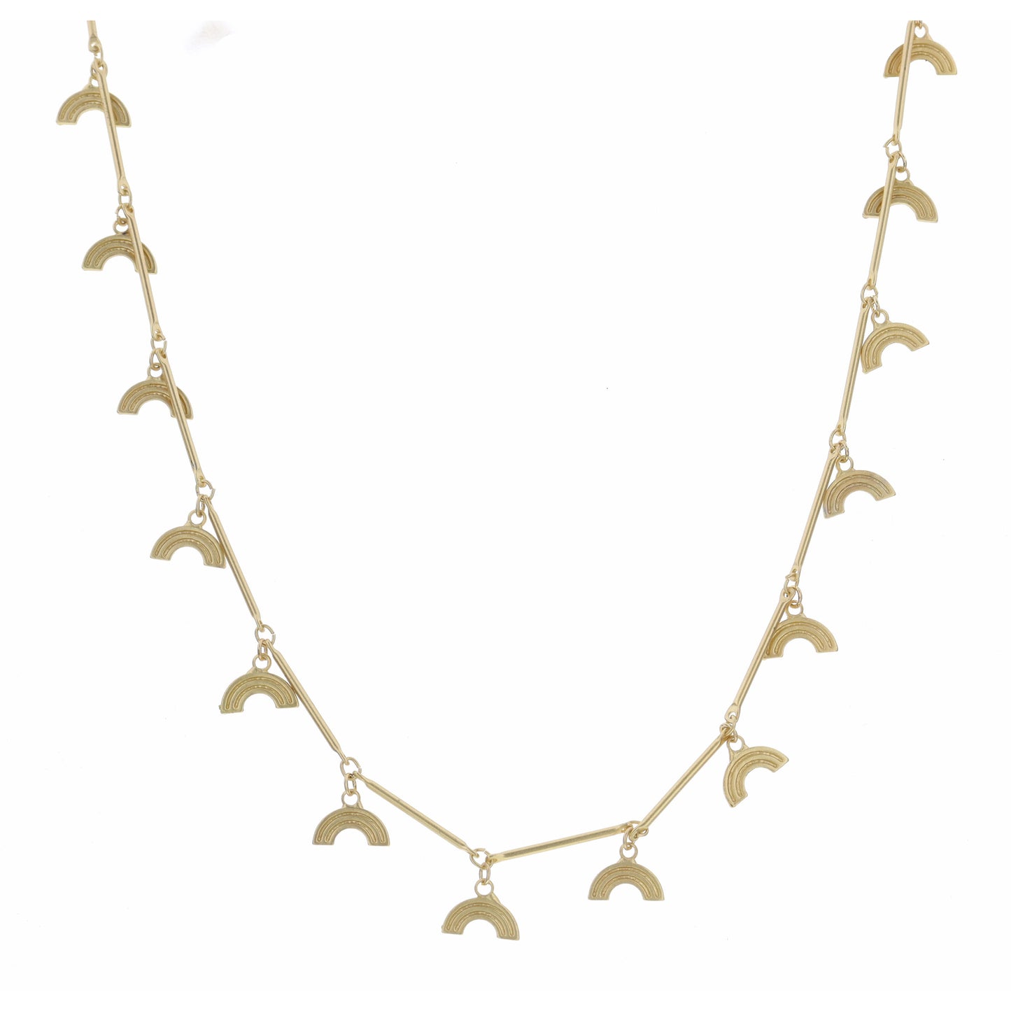 16" Gold Rainbow Station Necklace , 3" Ext