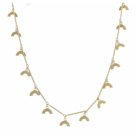 16" Gold Rainbow Station Necklace , 3" Ext