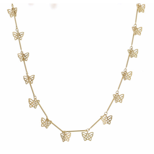 16" Gold Butterfly Station Necklace , 3" Ext