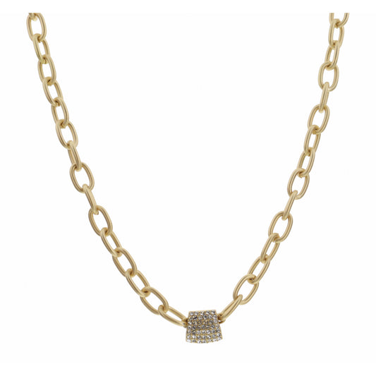 16" Cable Chain with Clear Crystal Accent Necklace , 3" Ext
