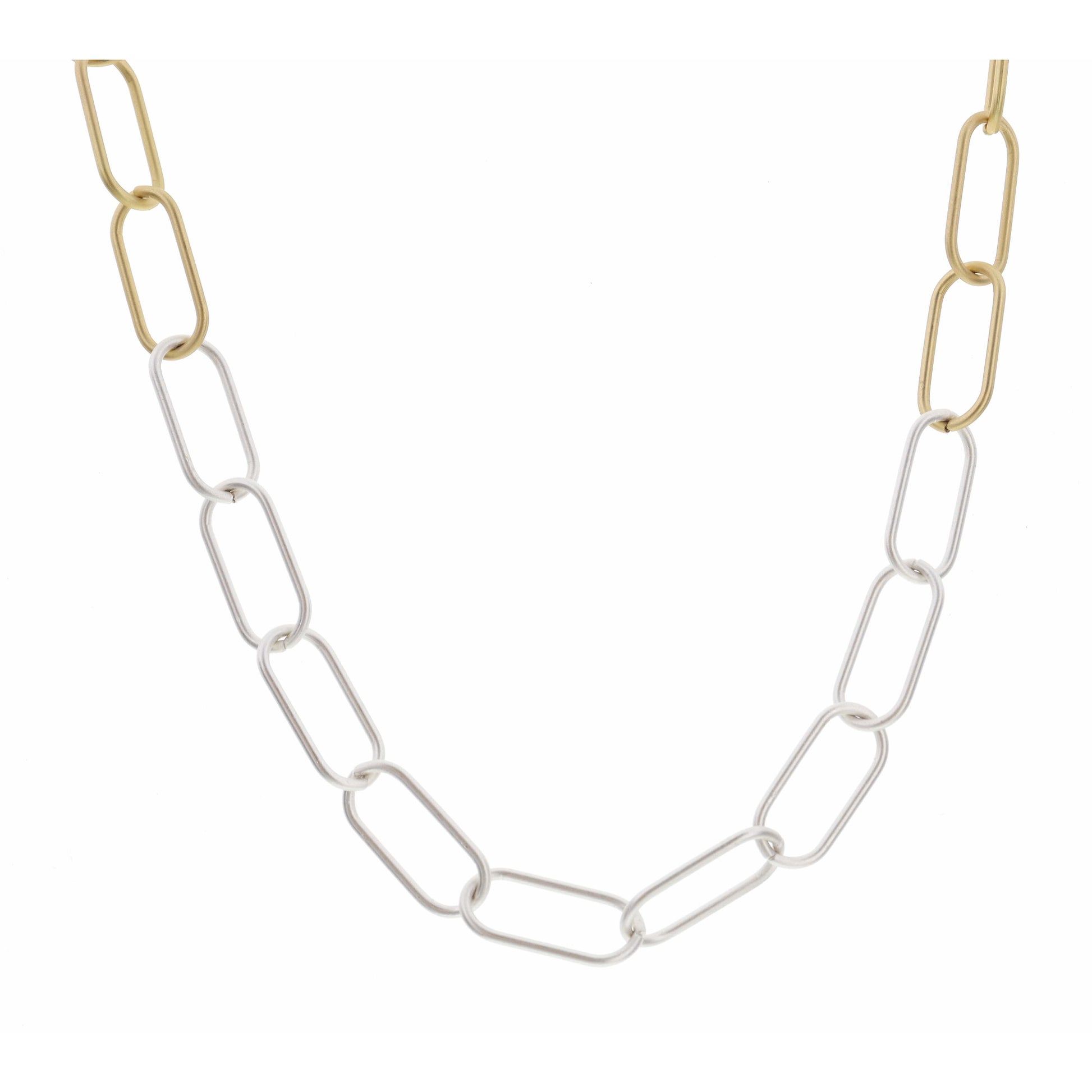 16" Two Tone Oval Link Chain Necklace , 3" Ext