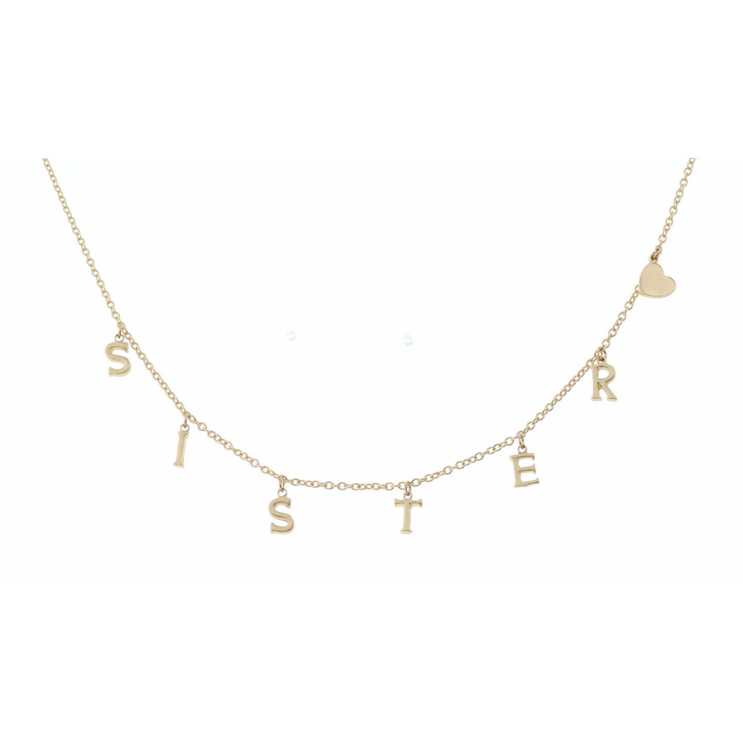 16" Gold Sister with Heart Necklace, 3" Ext