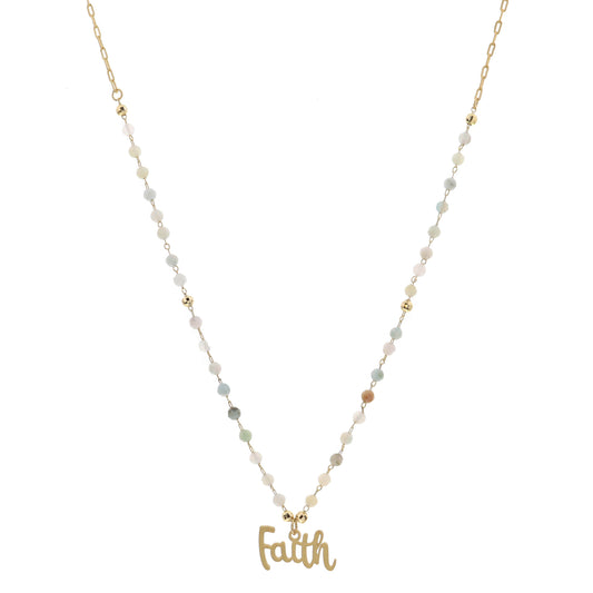 16" Amazontie Stations with Faith Charm Necklace , 3" Ext