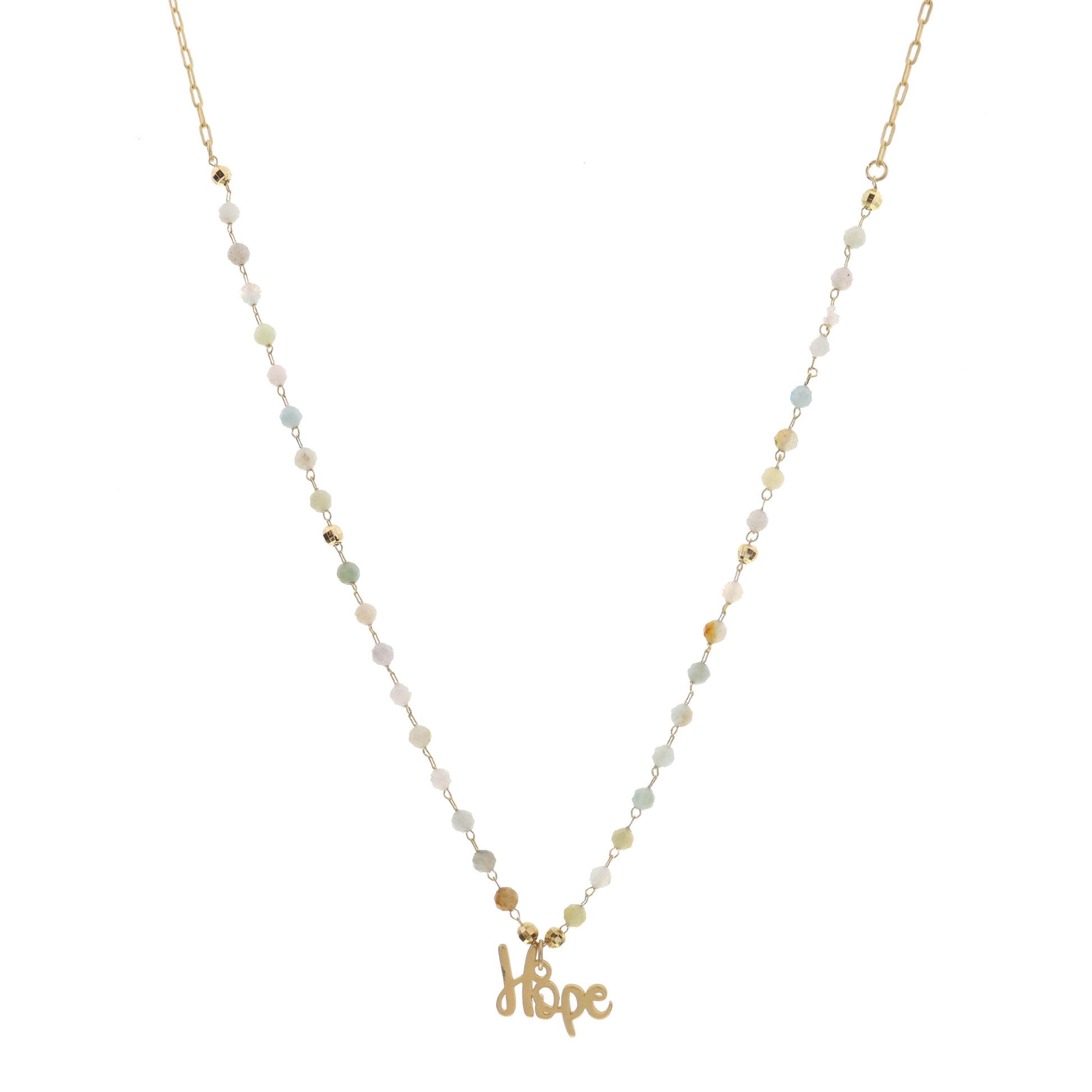 16" Amazonite Stations with Hope Charm Necklace , 3" Ext