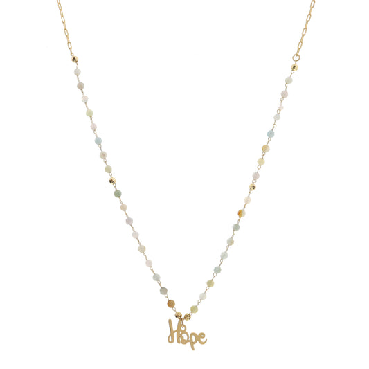 16" Amazonite Stations with Hope Charm Necklace , 3" Ext