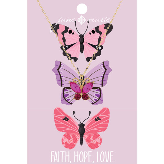 Kids 14" Hot Pink Butterfly Necklace, 2" Ext