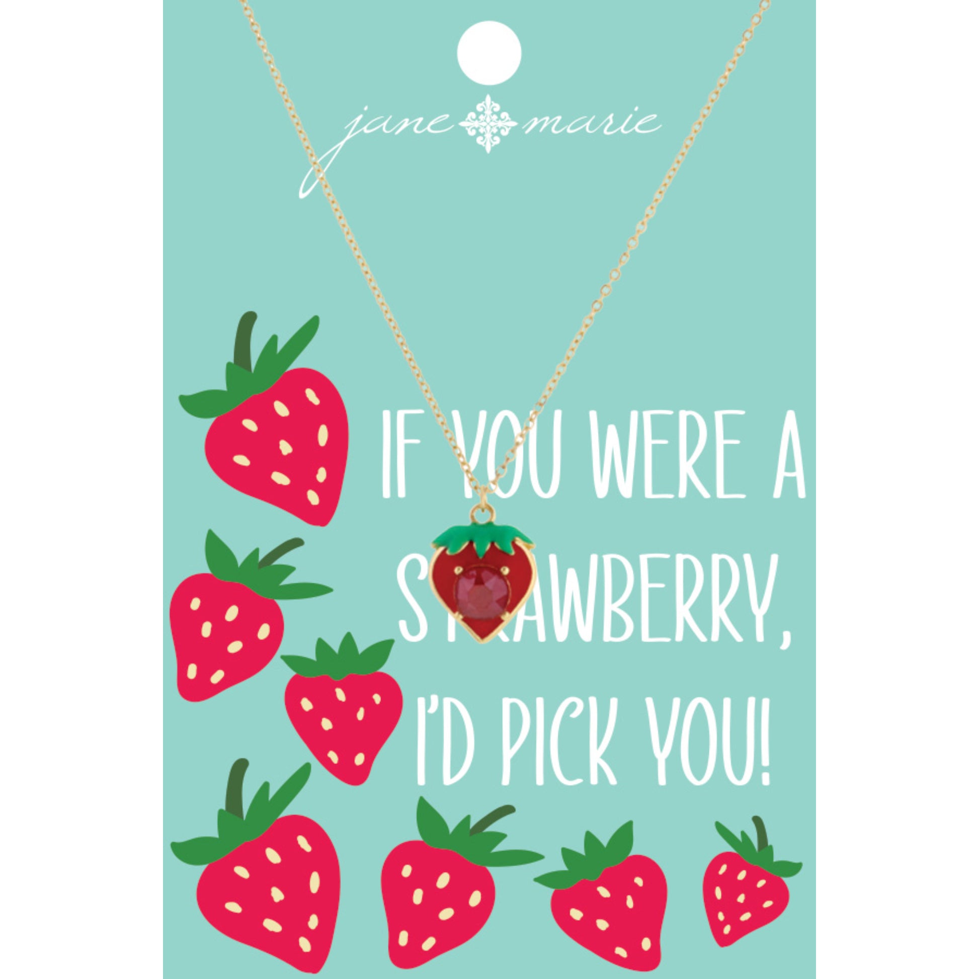 Kids 14" Red Crystal Strawberry Necklace, 2" Ext