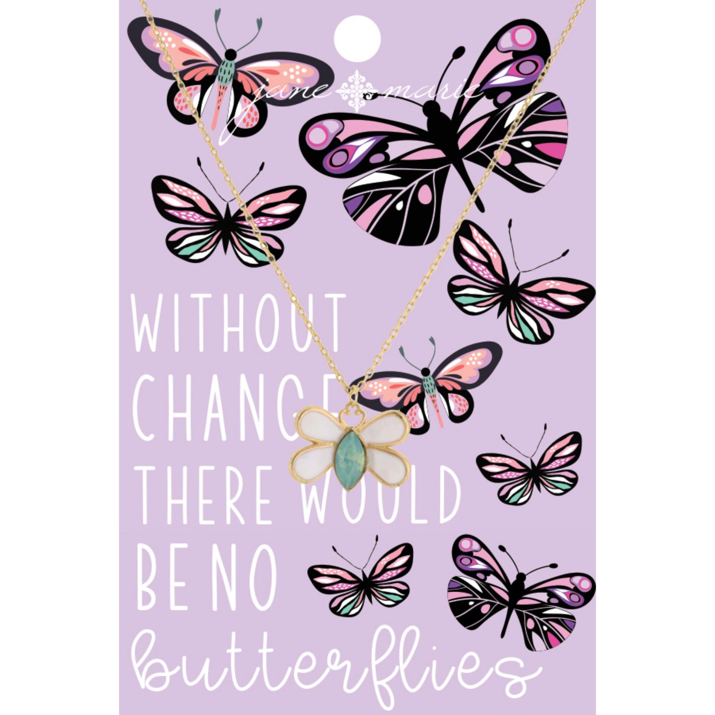 Kids 14" Mint Crystal Butterfly Necklace, 2" Ext