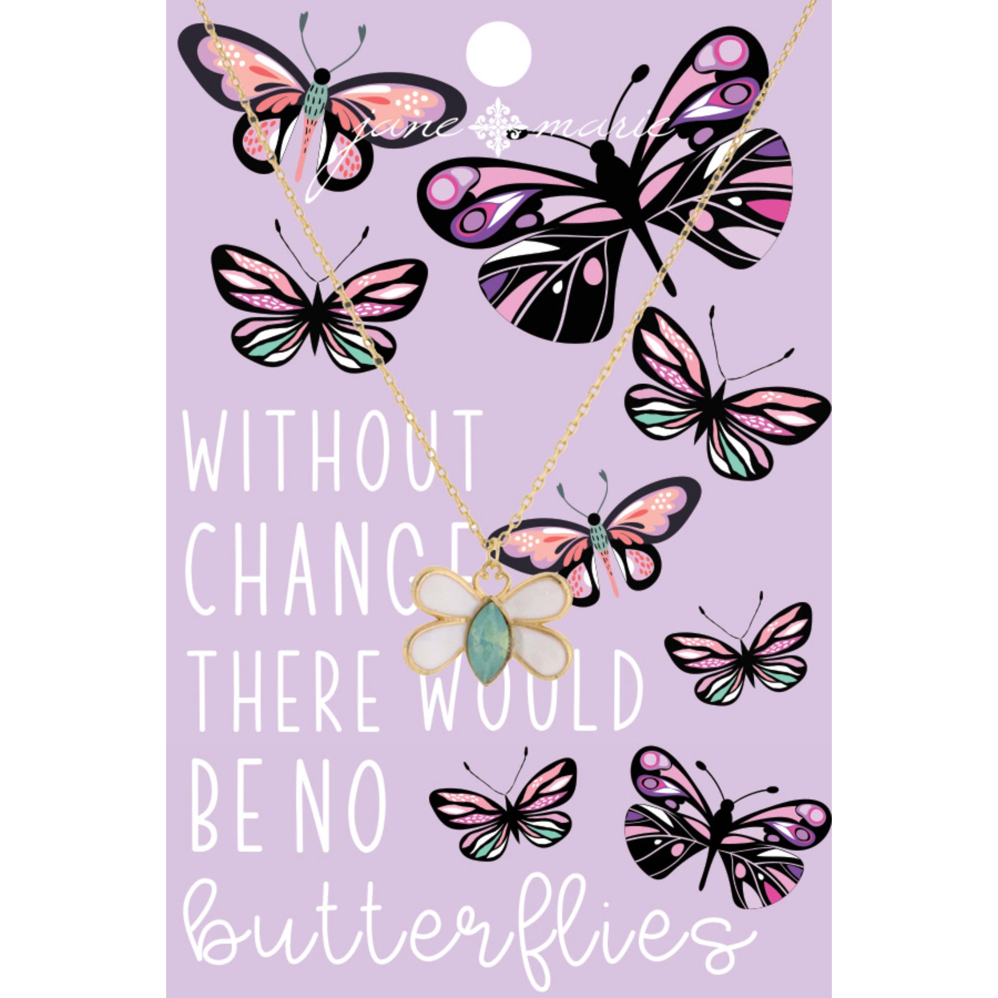 Kids 14" Mint Crystal Butterfly Necklace, 2" Ext