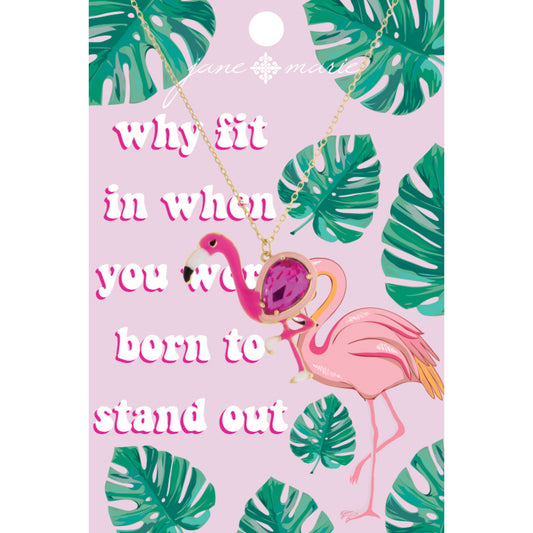 Kids 14" Hot Pink Flamingo Necklace, 2" Ext
