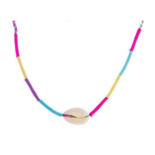 Kids 14" White Shell, Pink Yellow Mint Purple Knot Chain Necklace, 2" Ext