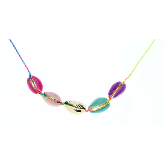 Kids 14" Multi Shells on Braided Knot Chiain Necklace, 2" Ext