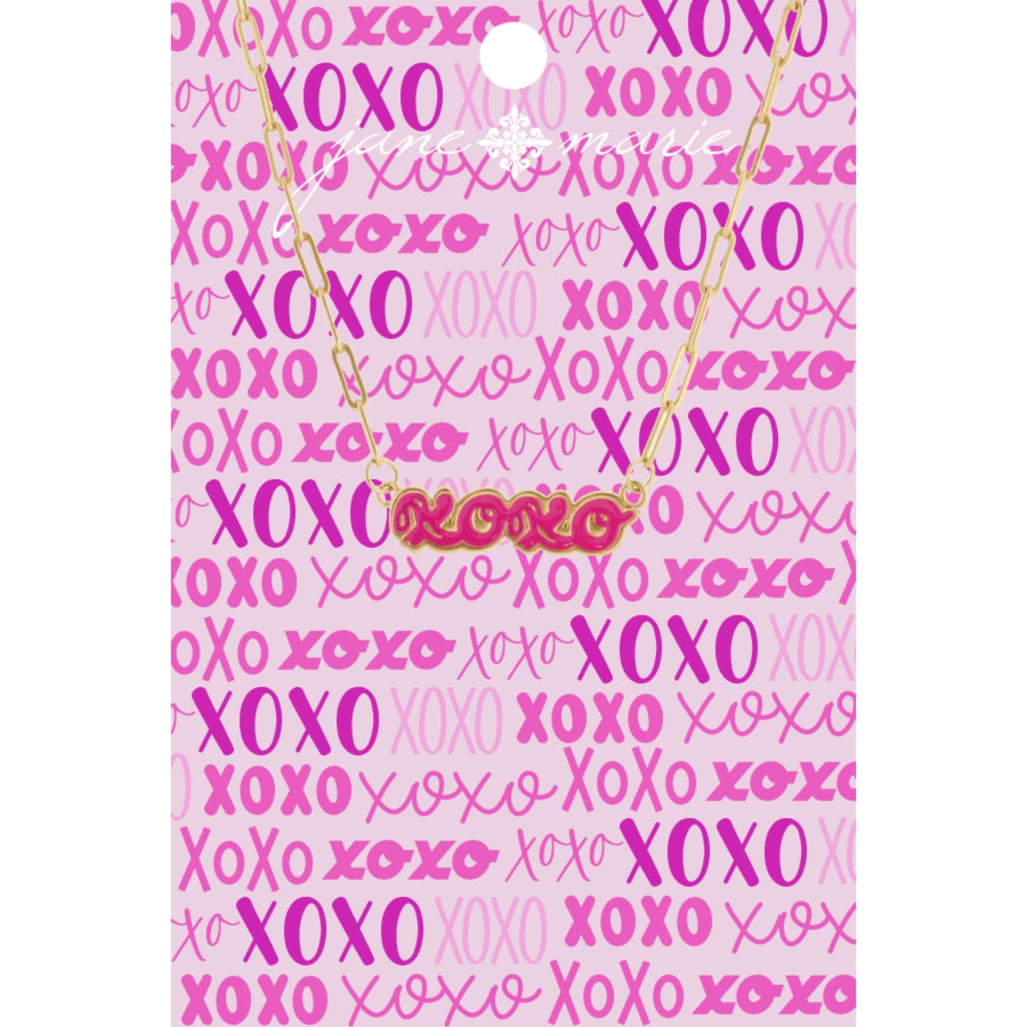 Kids 14" Pink XOXO Word Necklace , 2" Ext
