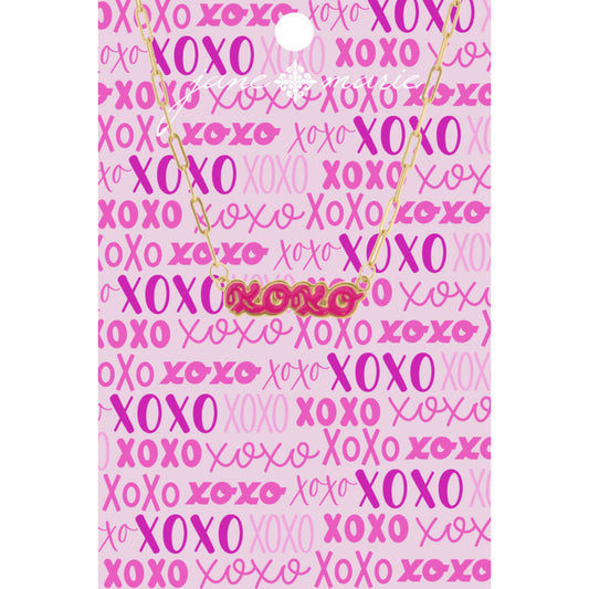 Kids 14" Pink XOXO Word Necklace , 2" Ext