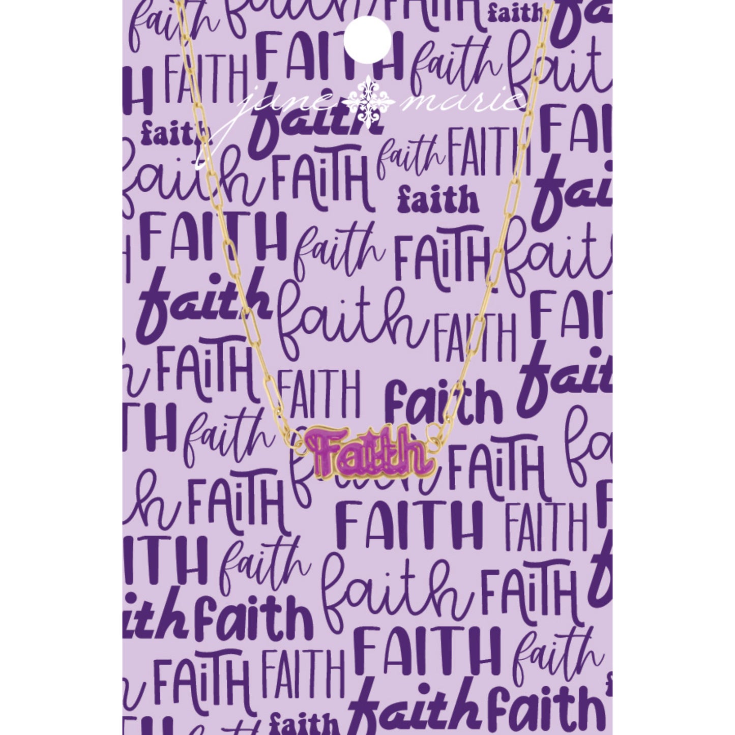 Kids 14" Purple Faith Word Necklace , 2" Ext