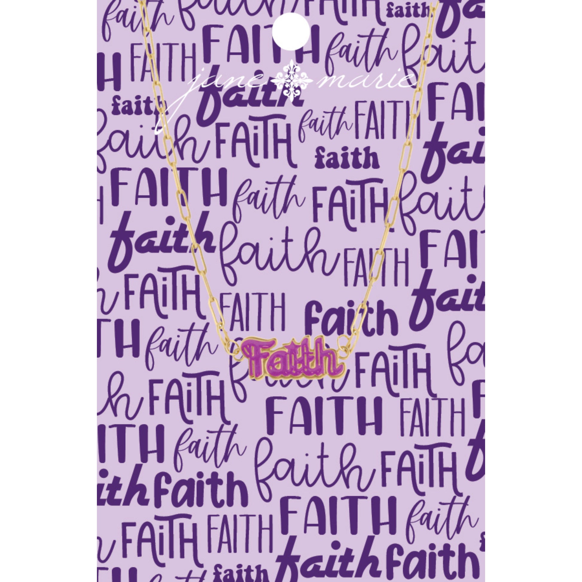 Kids 14" Purple Faith Word Necklace , 2" Ext