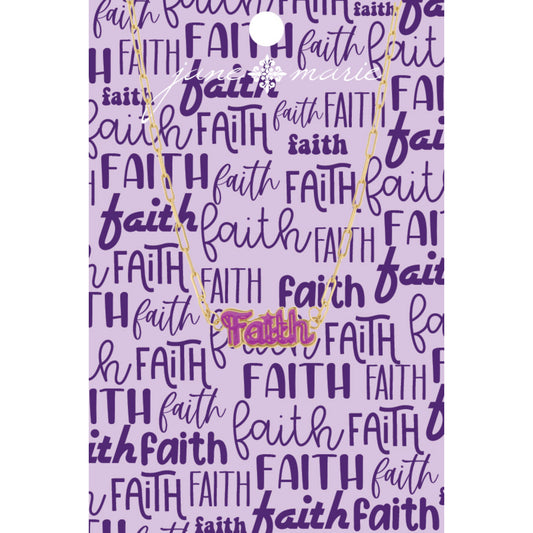 Kids 14" Purple Faith Word Necklace , 2" Ext