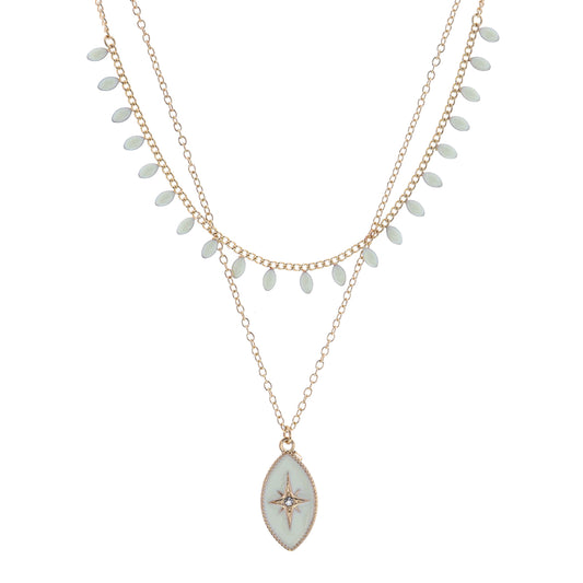 16", 18" 2 Layered Starburst on Ivory Marquise Necklace, 3" Ext