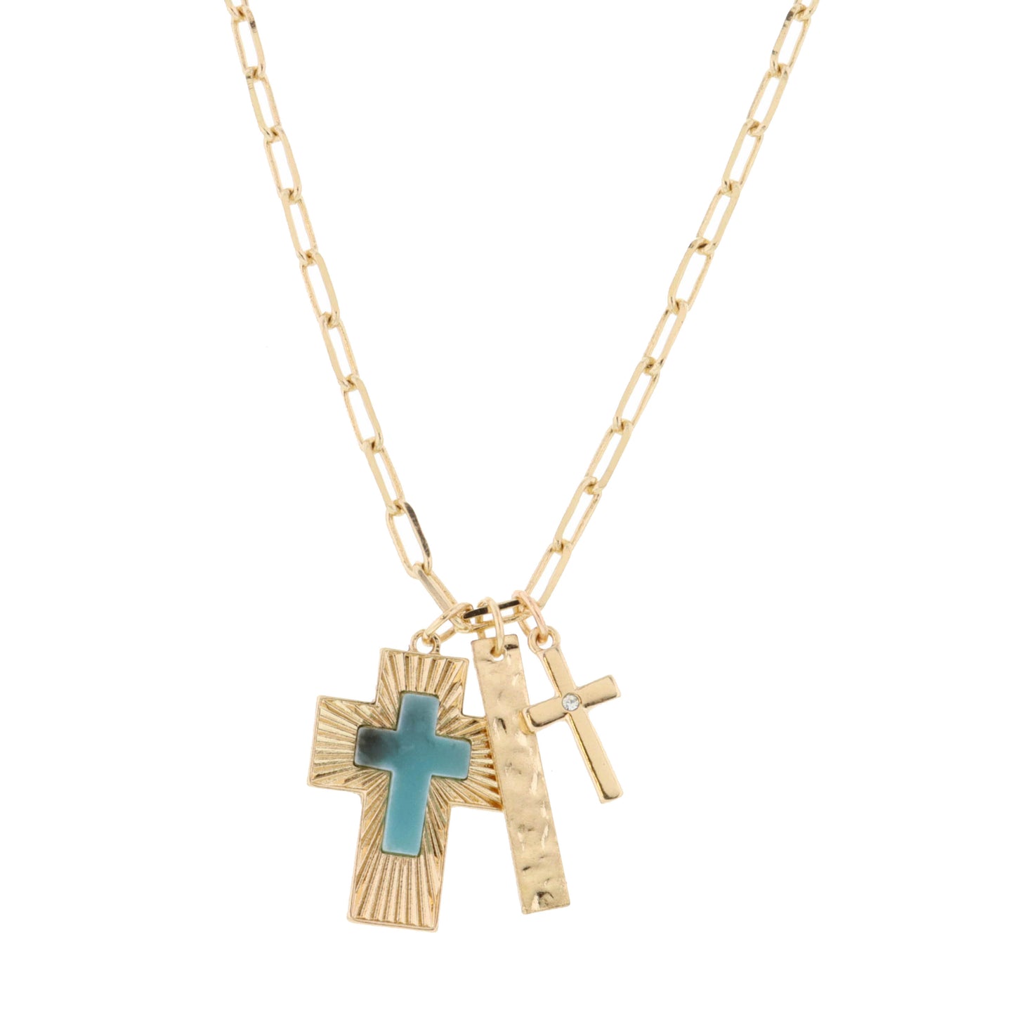 16" Cross, Bar, Cross Necklace, 1.25", 1.5", .25"