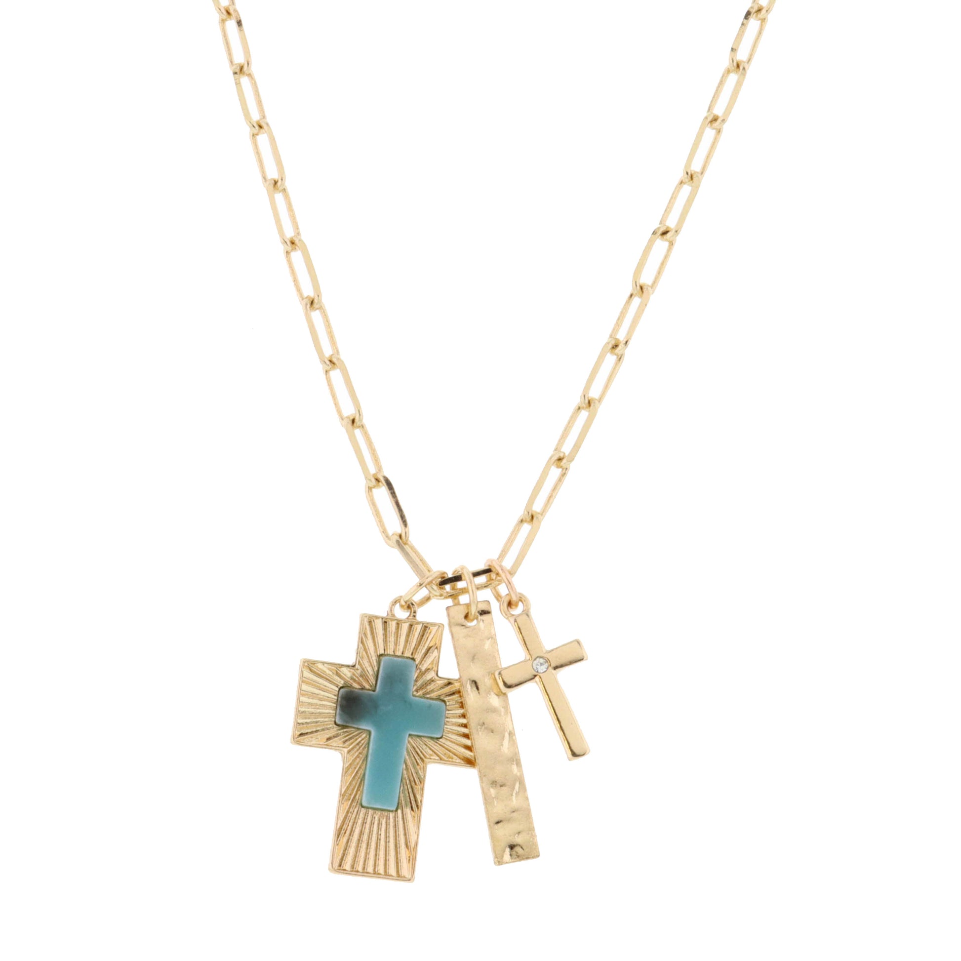 16" Cross, Bar, Cross Necklace, 1.25", 1.5", .25"