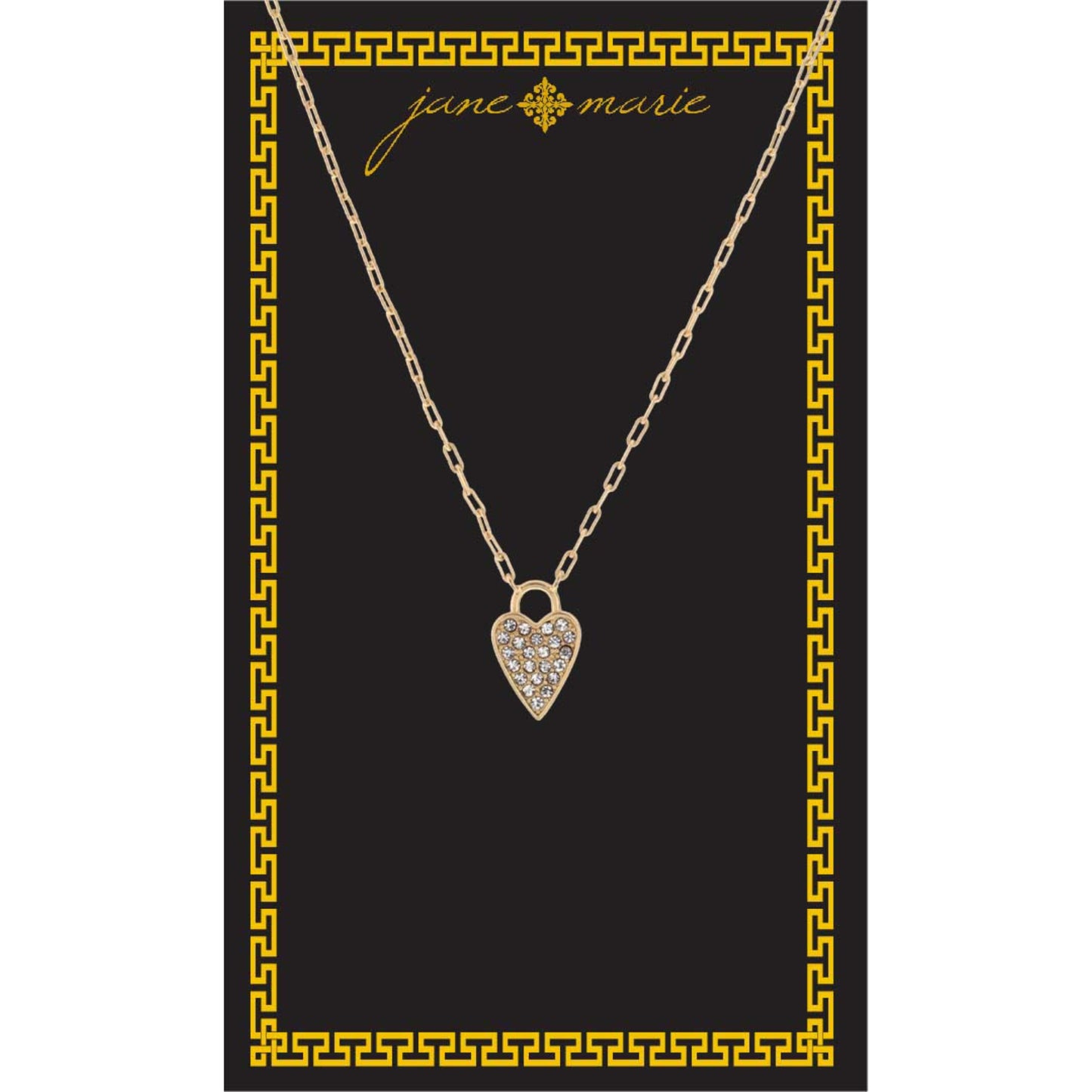16" Clear Crystal Heart Necklace, , 3" Ext