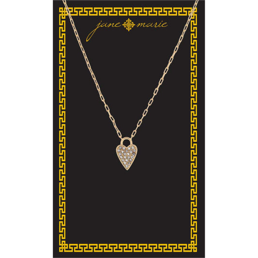 16" Clear Crystal Heart Necklace, , 3" Ext