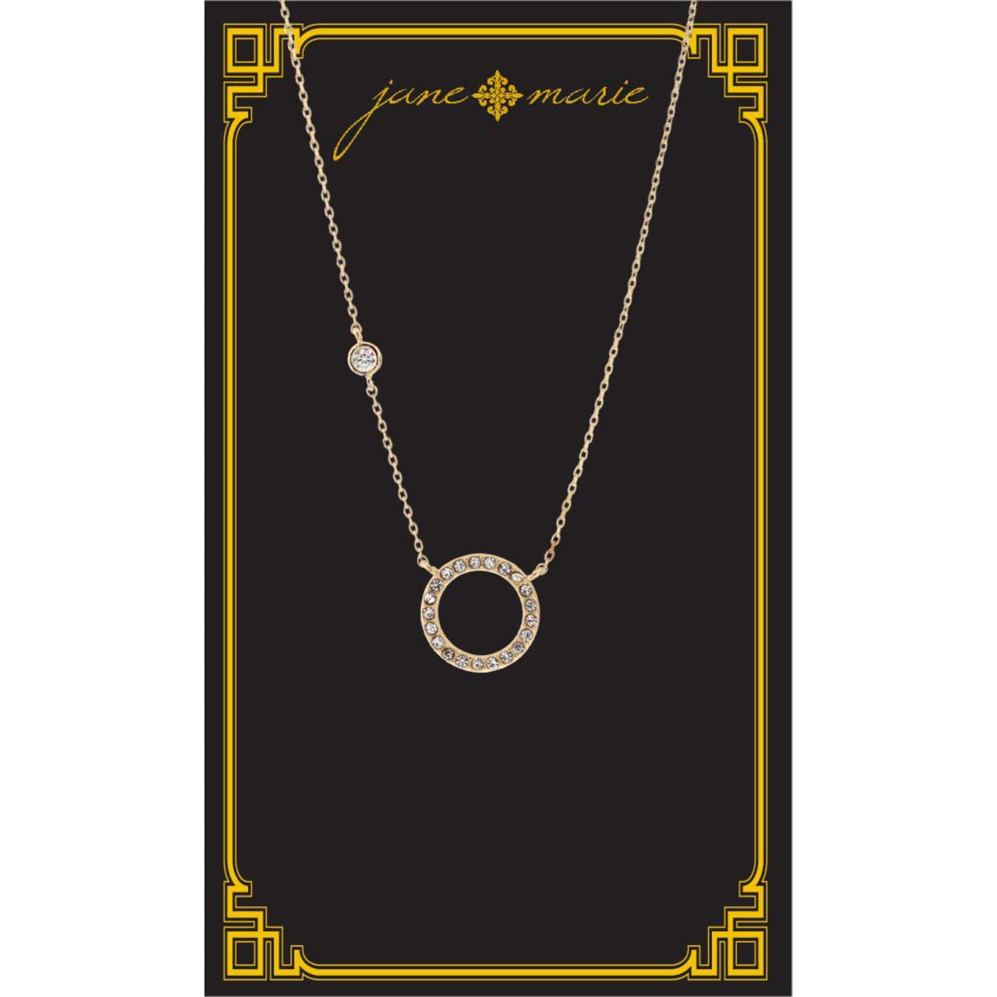 16" Clear Crystal Open Circle  Necklace, , 3" Ext