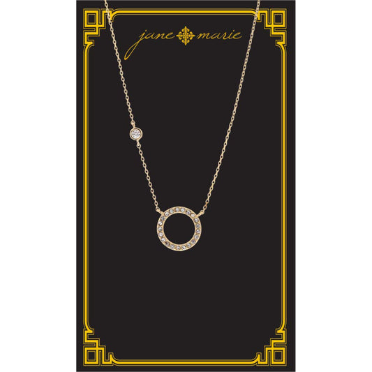 16" Clear Crystal Open Circle  Necklace, , 3" Ext