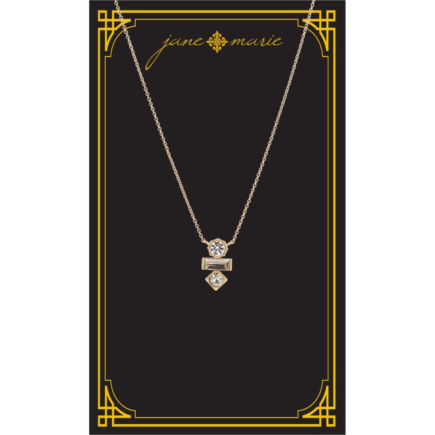 16" Clear Crystal Shape Stack Necklace, , 3" Ext