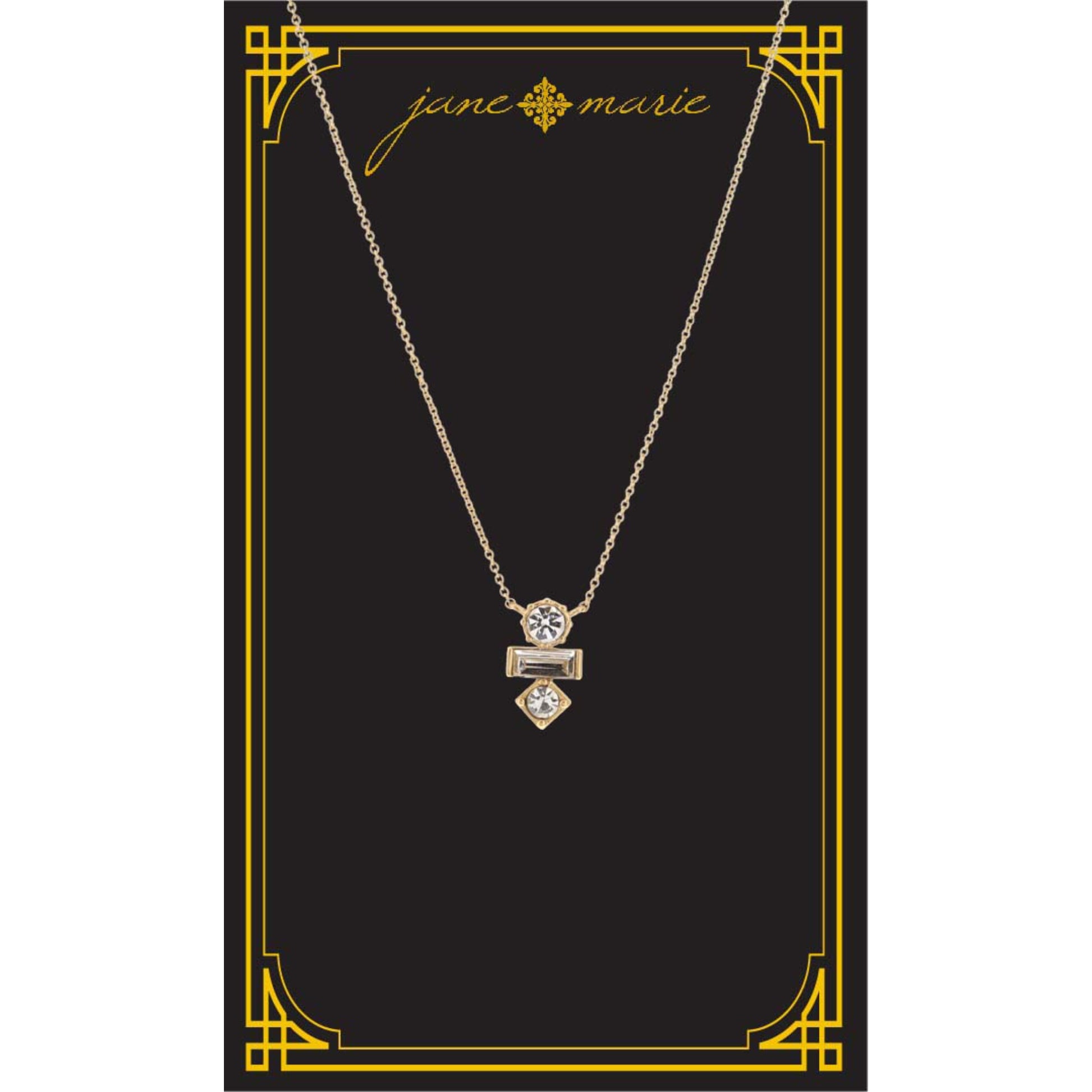 16" Clear Crystal Shape Stack Necklace, , 3" Ext