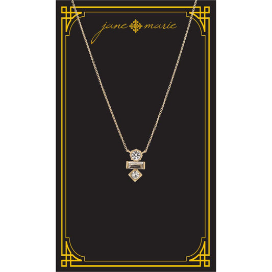 16" Clear Crystal Shape Stack Necklace, , 3" Ext