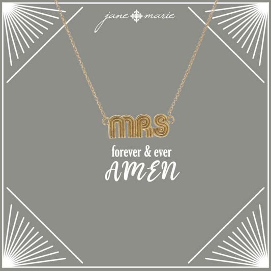 16" Gold "Mrs" Necklace, 3" Ext