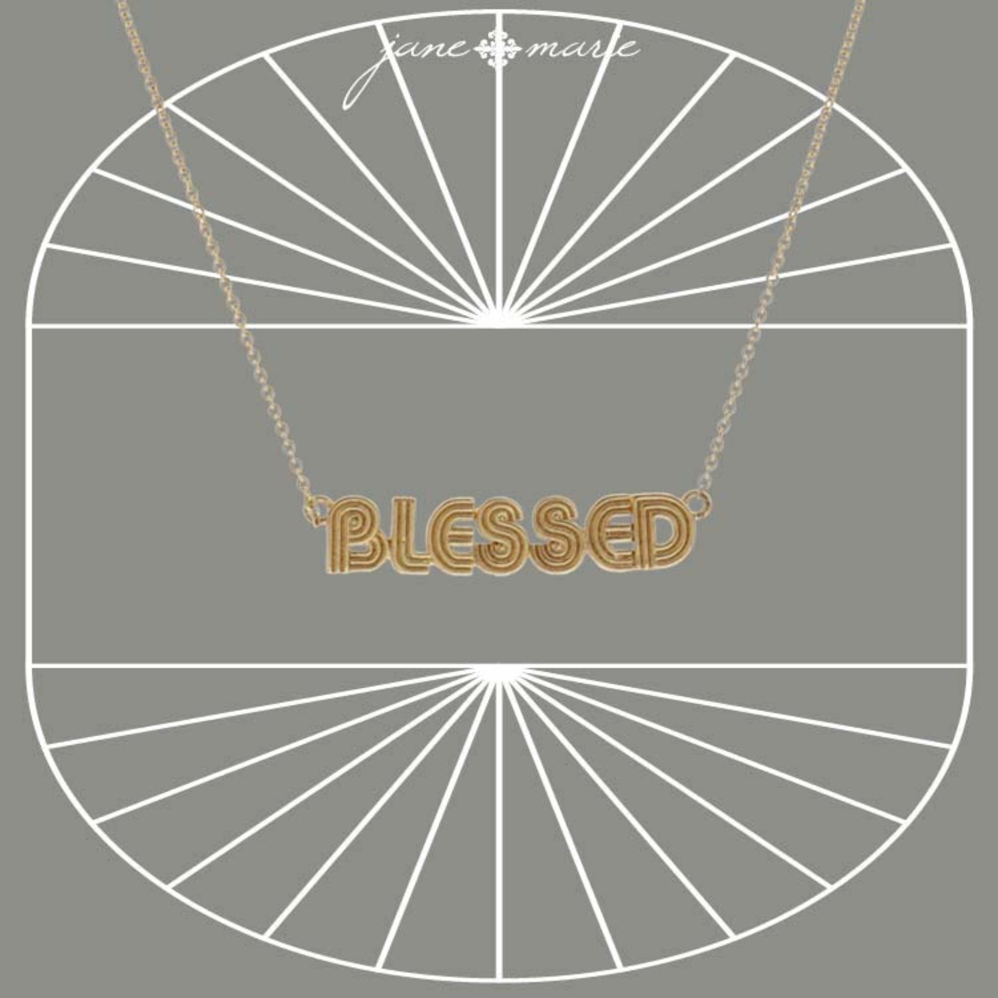 16" Gold "Blessed" Necklace, 3" Ext