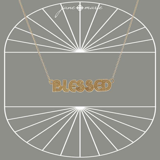 16" Gold "Blessed" Necklace, 3" Ext