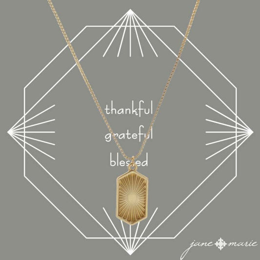 16" Gold Textured Long Hexagon Necklace, 3" Ext