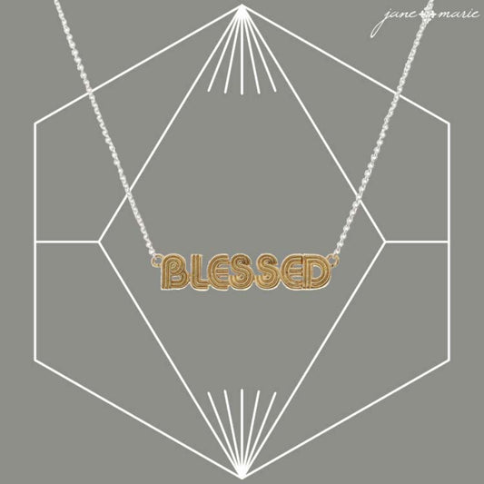 16" Gold "Blessed " Necklace, 3" Ext