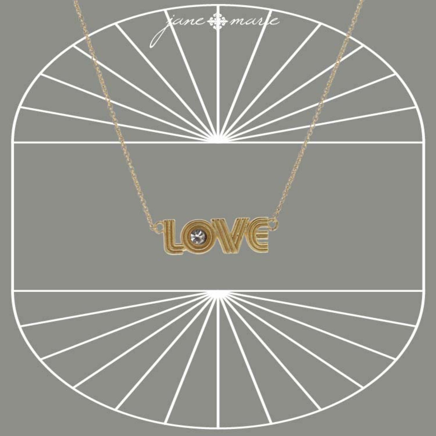 16" Gold "Love" Necklace, 3" Ext