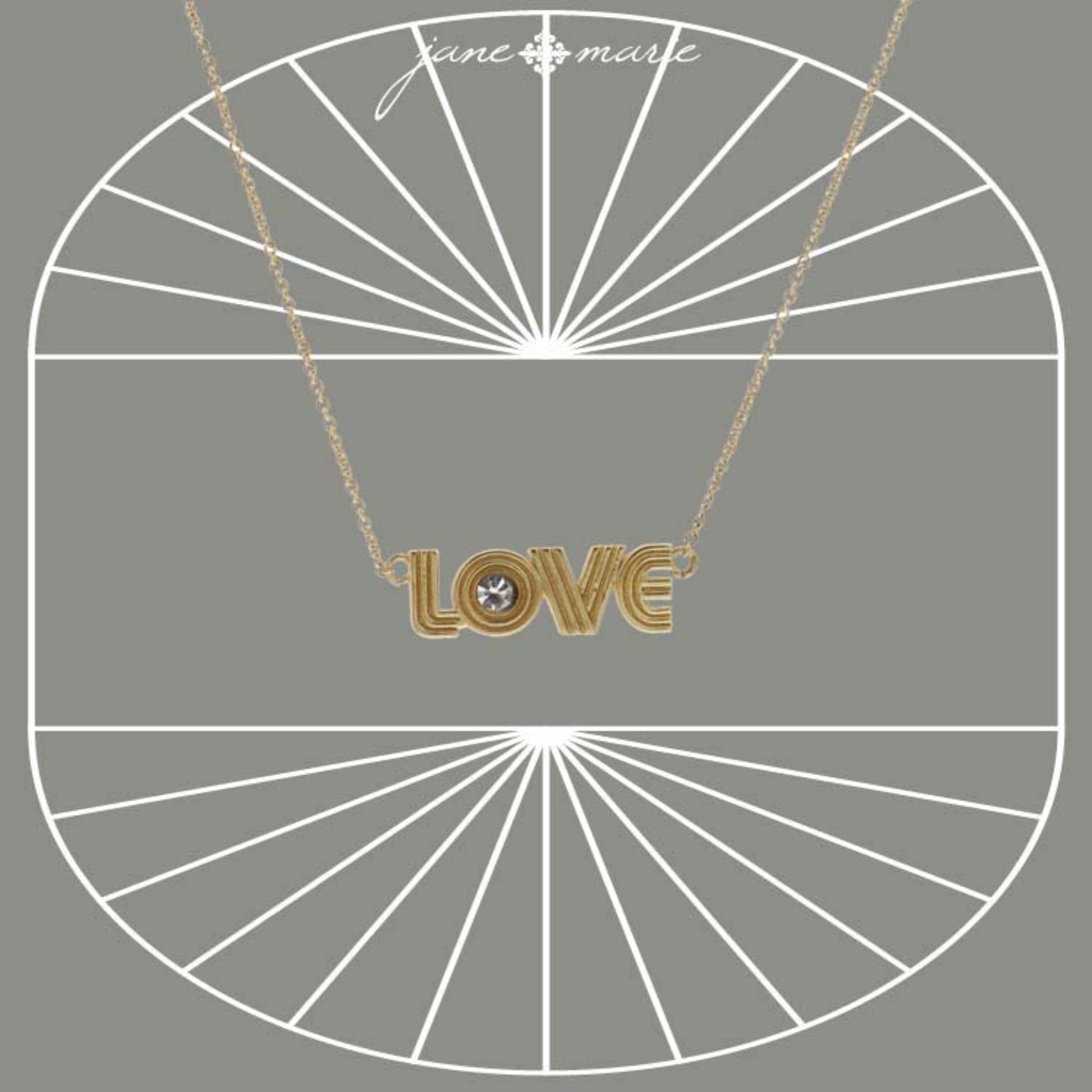 16" Gold "Love" Necklace, 3" Ext