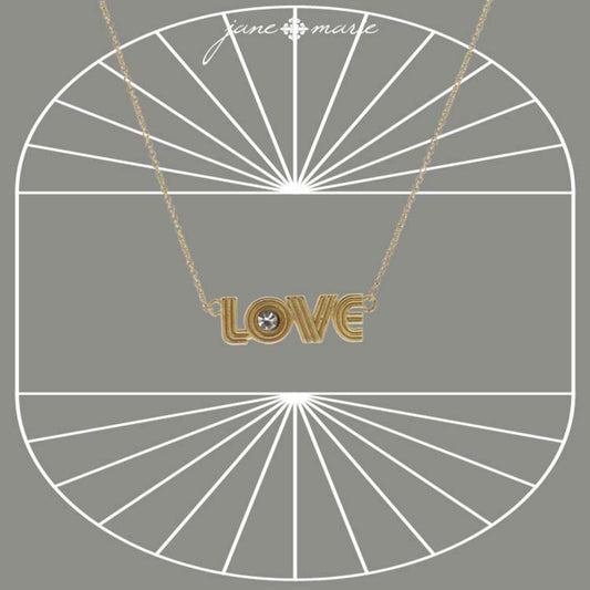 16" Gold "Love" Necklace, 3" Ext
