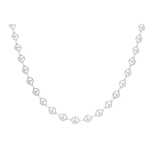 Kids 14" White Metal Peace Signs Necklace, 3" Ext