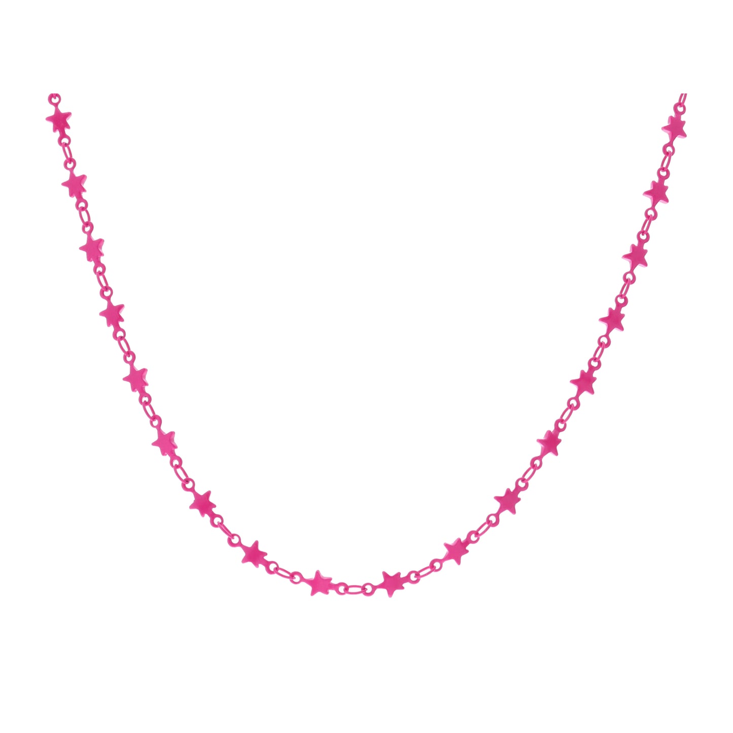 Kids 14" Hot Pink Metal Stars Necklace, 3" Ext