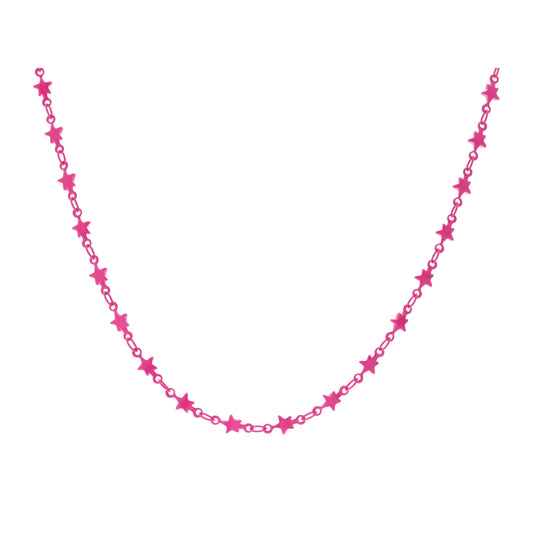 Kids 14" Hot Pink Metal Stars Necklace, 3" Ext